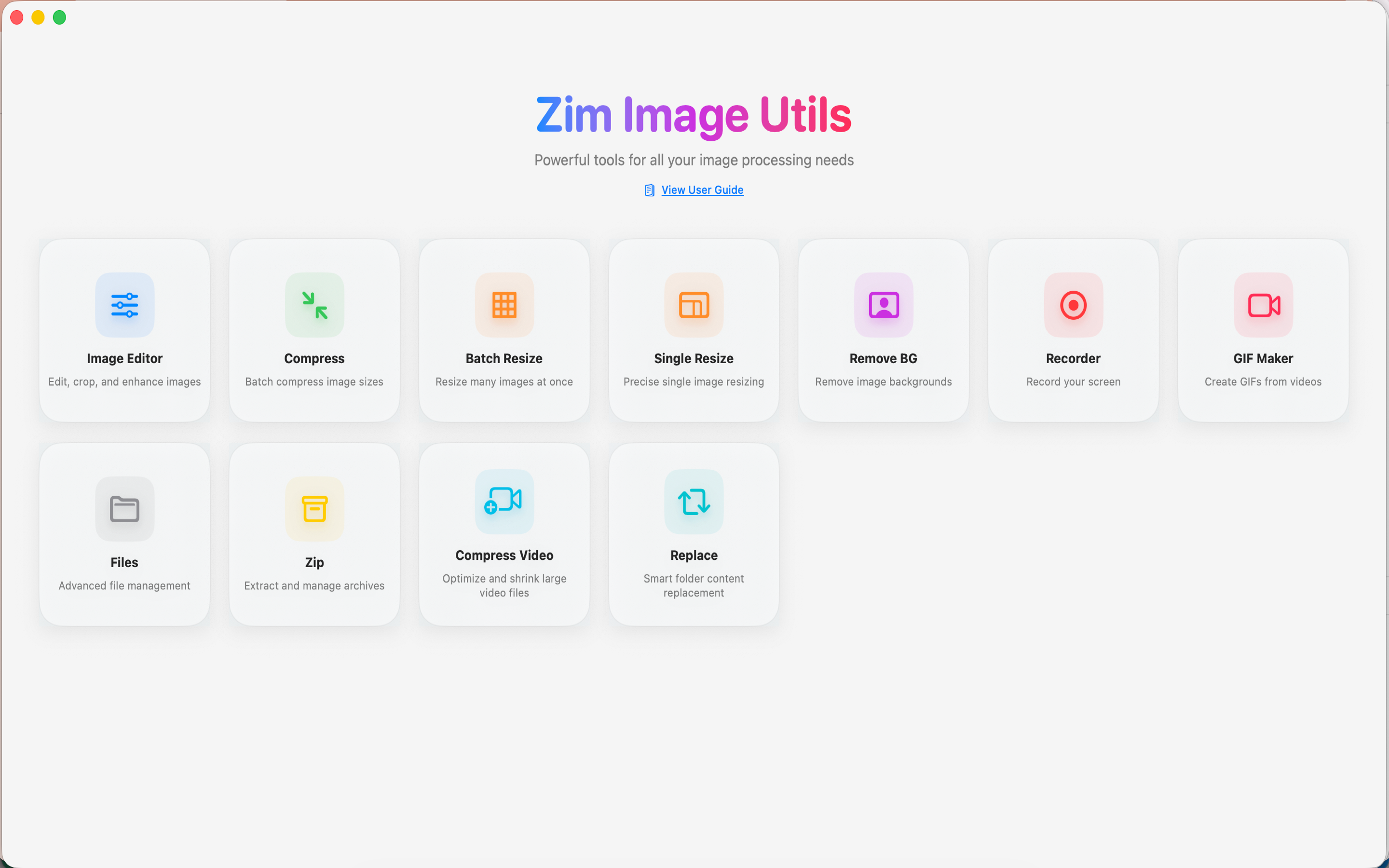 Zim Image Utils Dashboard