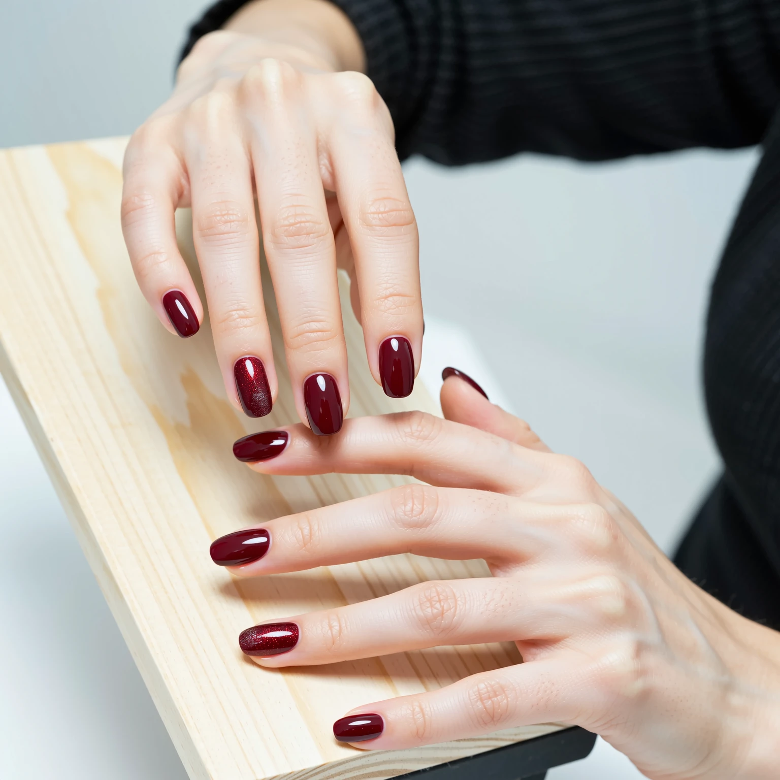 Detailed nail art on a manicure