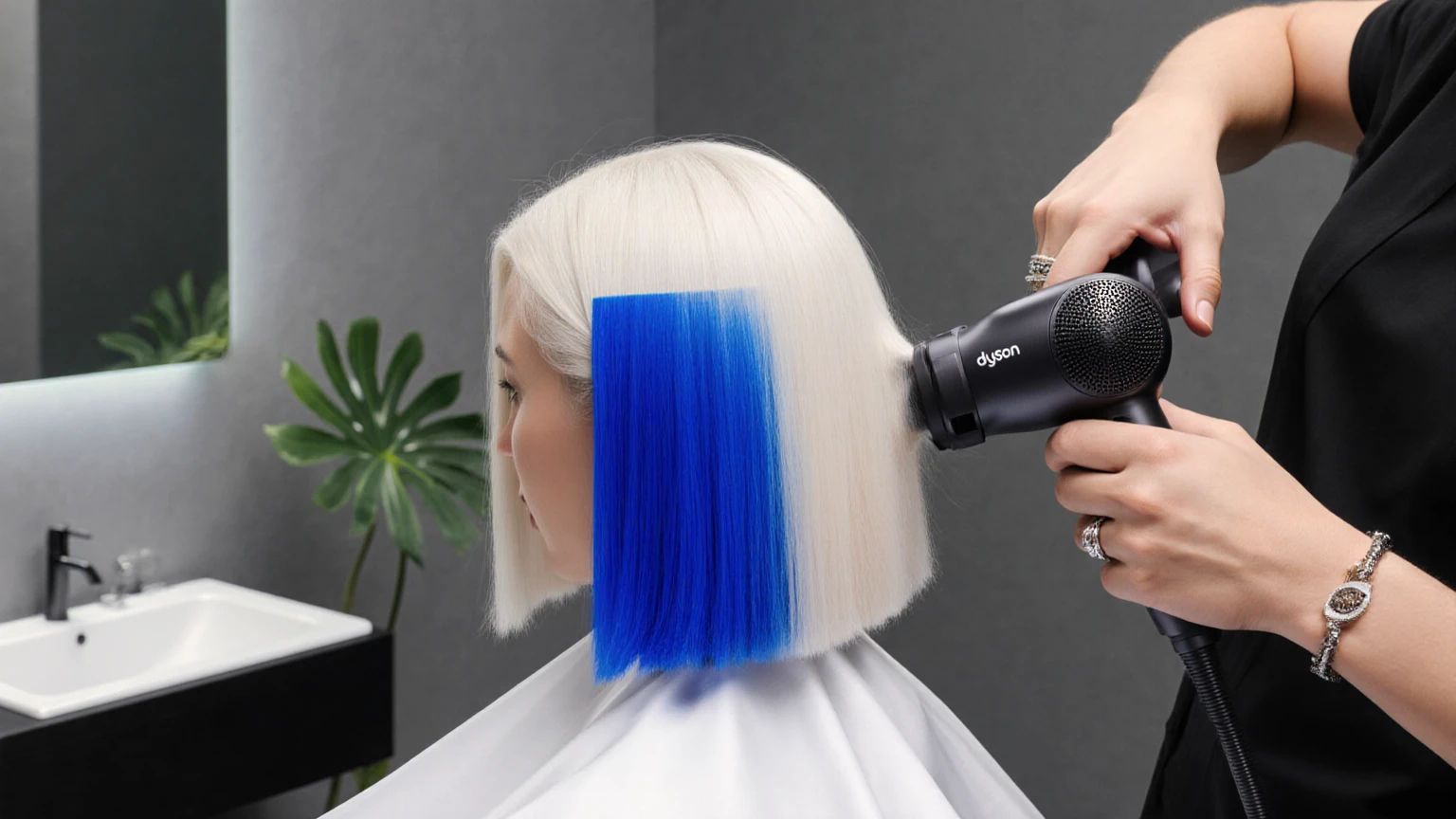 Woman with colored hair